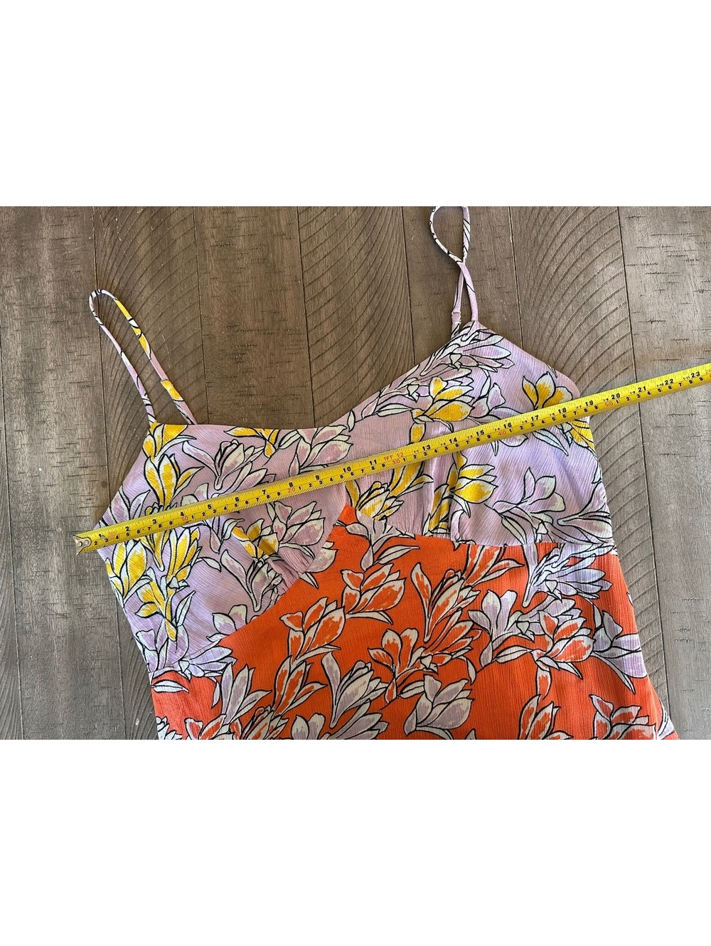 Farm Rio Anthropologie Culebra Maxi Dress Orange & Lilac Floral Women’s Large - Picture 11 of 15